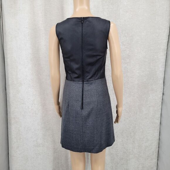 Theory Fitted Sheath Leather Bodice Wool Skirt Tirionne C Magistrate Mini Dress - Picture 7 of 16